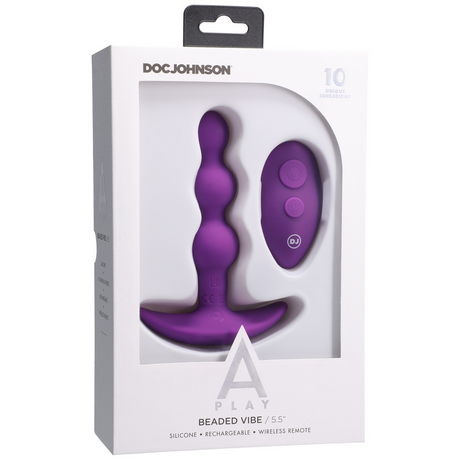 Analplug Vibe Silikon mit Perlen und Fernbedienung Violett 12,2 x Ø 3,2 cm