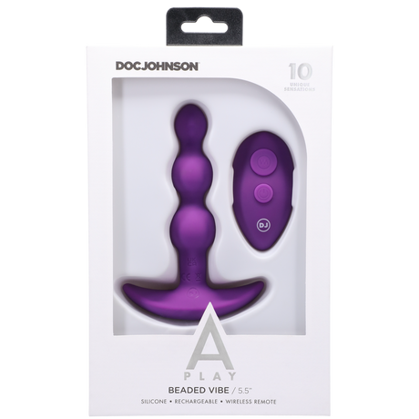 Analplug Vibe Silikon mit Perlen und Fernbedienung Violett 12,2 x Ø 3,2 cm