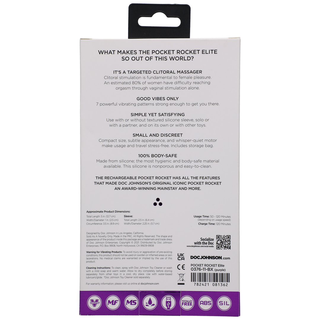 Vibrator Elite Mini mit wechselbarem Aufsatz Violett 12,5 x Ø 2,5 cm