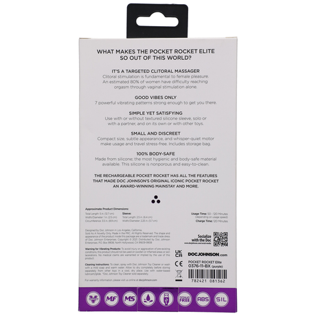 Vibrator Elite Mini mit wechselbarem Aufsatz Violett 12,5 x Ø 2,5 cm