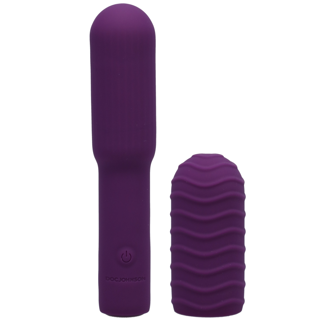 Vibrator Elite Mini mit wechselbarem Aufsatz Violett 12,5 x Ø 2,5 cm