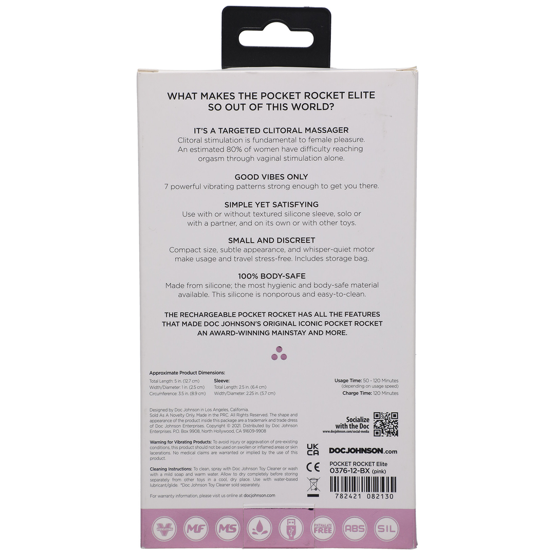 Vibrator Elite Mini mit wechselbarem Aufsatz Pink 12,5 x Ø 2,5 cm