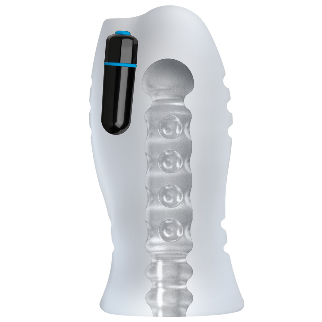 Masturbator mit Massageperlen und Vibration Weiß 12,2 x Ø 5,8 cm