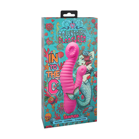 Rabbit-Vibrator Seapuss gerippt mit Wärmefunktion Violett 13 x Ø 4 cm