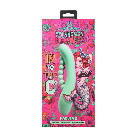 Rabbit-Vibrator Kakui Me mit Perlen und Wärmefunktion Seegrasgrün 14 x Ø 5 cm