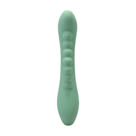 Rabbit-Vibrator Kakui Me mit Perlen und Wärmefunktion Seegrasgrün 14 x Ø 5 cm