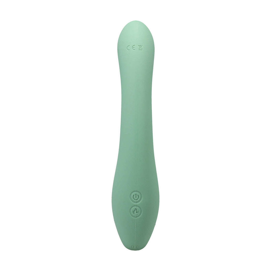 Rabbit-Vibrator Kakui Me mit Perlen und Wärmefunktion Seegrasgrün 14 x Ø 5 cm