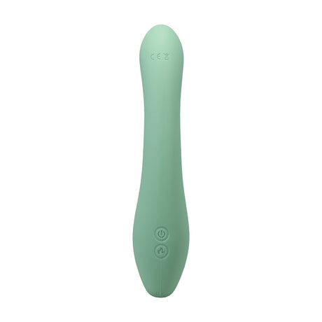 Rabbit-Vibrator Kakui Me mit Perlen und Wärmefunktion Seegrasgrün 14 x Ø 5 cm