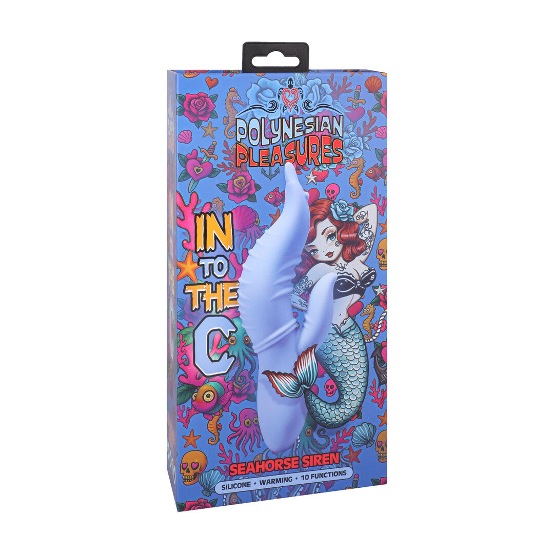 Rabbit-Vibrator Seahorse Siren gewellt mit Wärmefunktion Maui Blau 12,2 x Ø 4,8 cm