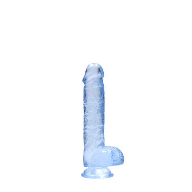 Realistischer Dildo mit Hoden Transparent Blau 12,5 cm