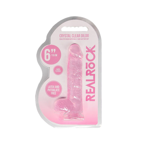 Realistischer Dildo mit Hoden Transparent Rosa 12,5 cm