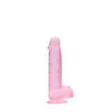 Realistischer Dildo mit Hoden Transparent Rosa 12,5 cm