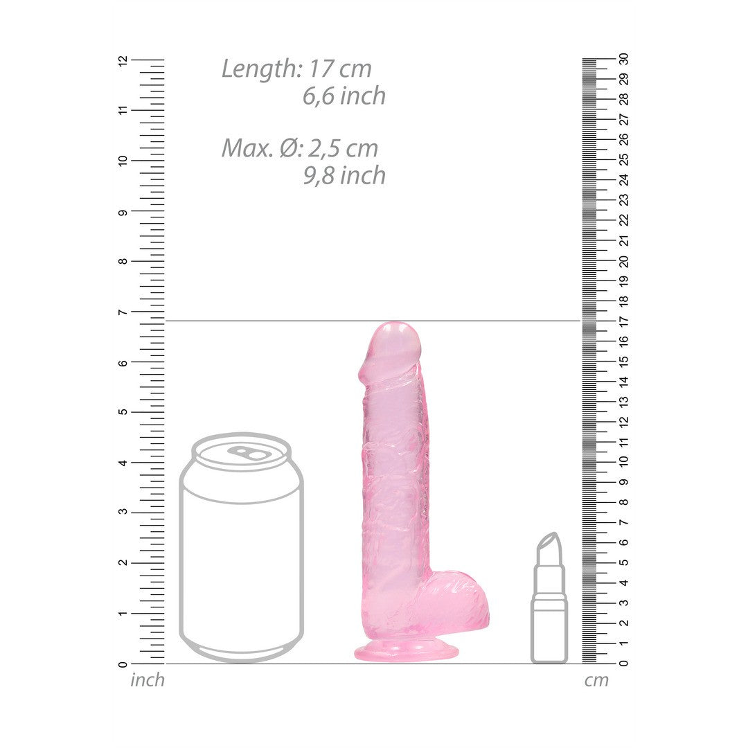 Realistischer Dildo mit Hoden Transparent Rosa 12,5 cm