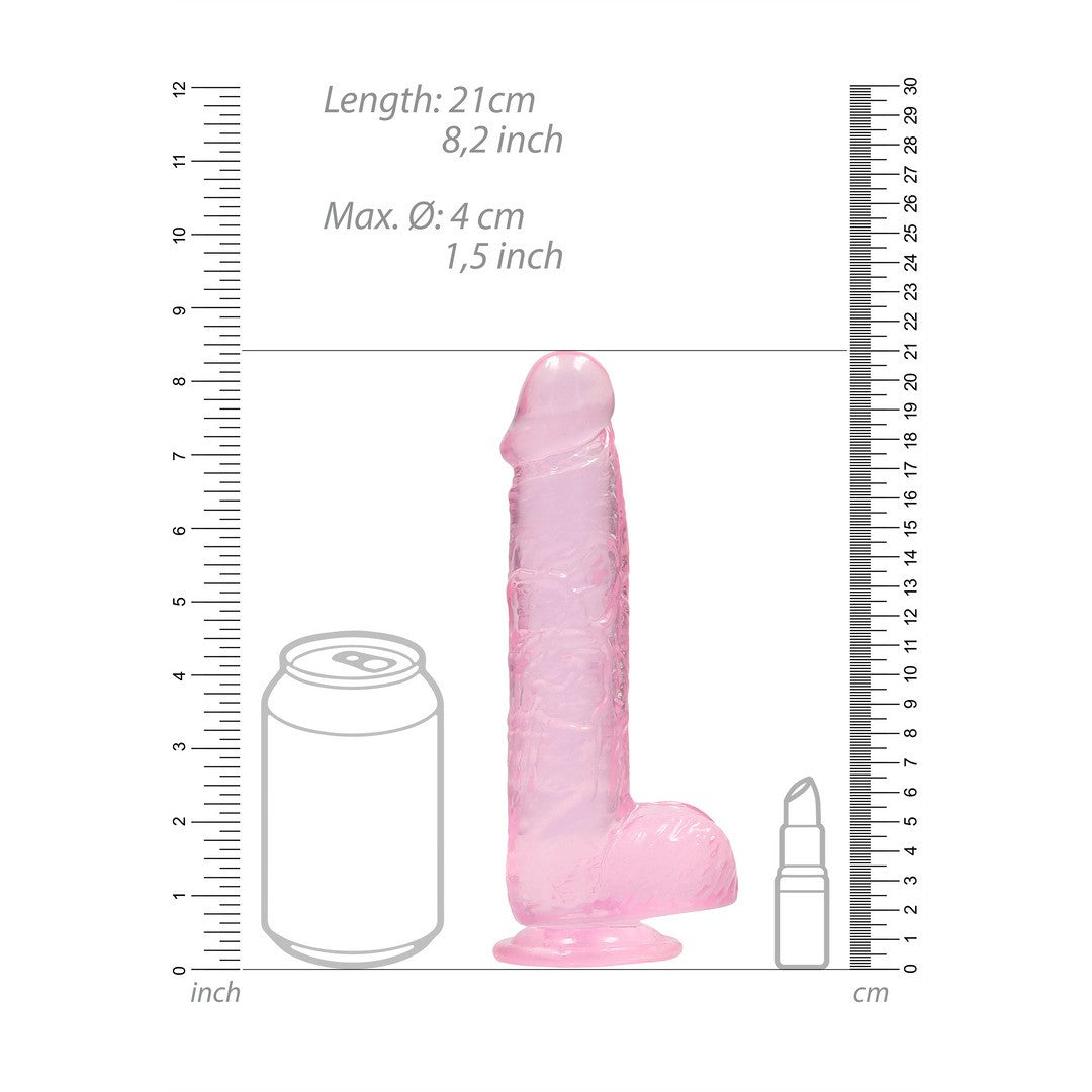 Realistischer Dildo mit Hoden Rosa 16 cm