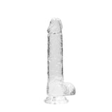 Realistischer Dildo mit Hoden Transparent 16 cm