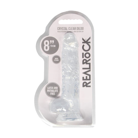 Realistischer Dildo mit Hoden Transparent 16 cm