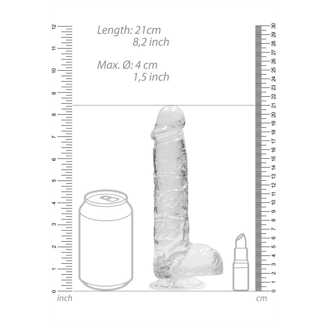 Realistischer Dildo mit Hoden Transparent 16 cm