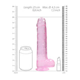 Realistischer Dildo mit Hoden Transparent Rosa 19 cm