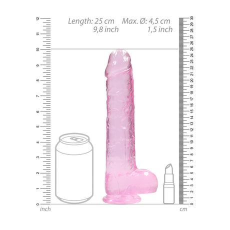 Realistischer Dildo mit Hoden Transparent Rosa 19 cm