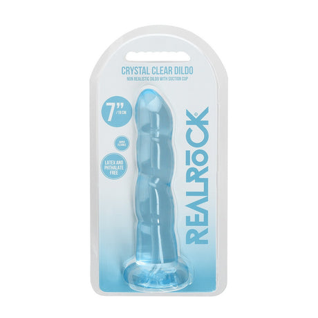 Dildo Crystal Clear mit Saugnapf Transparent Blau 18 x Ø 5,9 cm