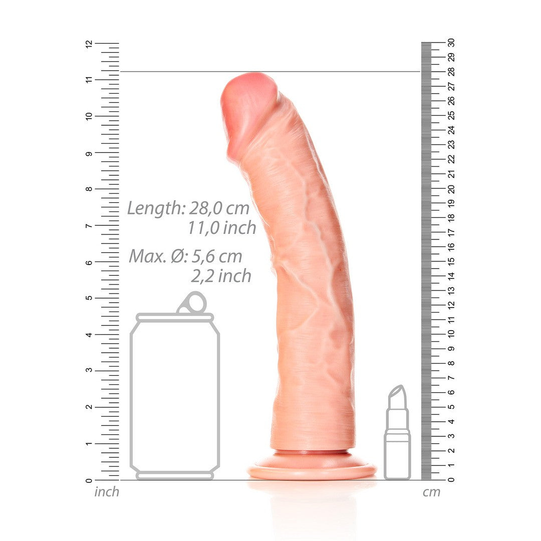 Realistischer Dildo gebogen mit Saugnapf Hautfarbe 25,5 cm