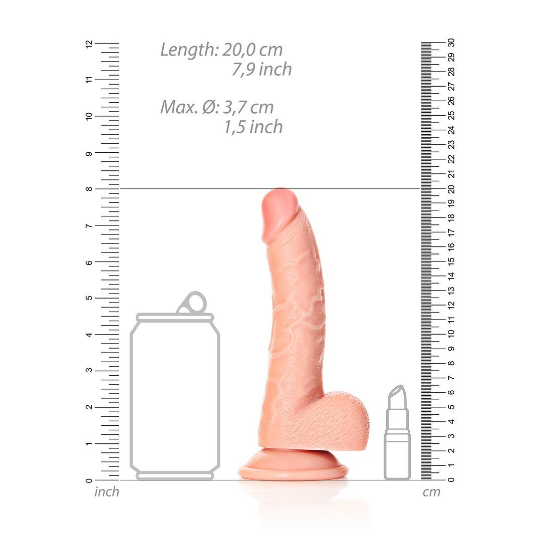 Realistischer Dildo gebogen mit Hoden und Saugnapf Hautfarbe 18 cm