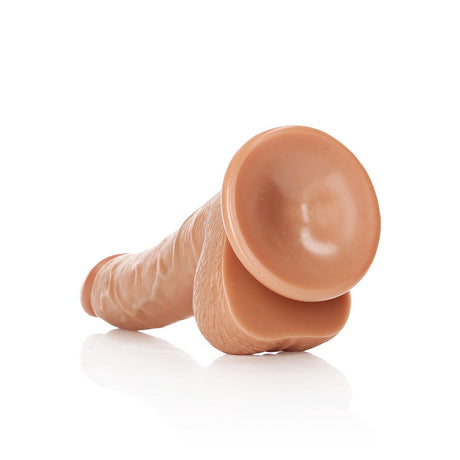 Realistischer Dildo gebogen mit Hoden und Saugnapf 18 cm