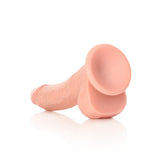 Realistischer Dildo gebogen mit Hoden und Saugnapf Hautfarbe 20,5 cm