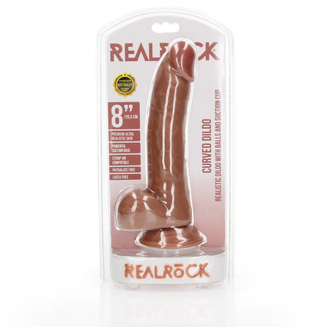 Realistischer Dildo gebogen mit Hoden und Saugnapf 20,5 cm