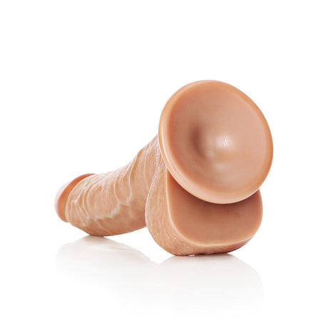 Realistischer Dildo gebogen mit Hoden und Saugnapf 20,5 cm
