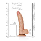 Realistischer Dildo gebogen mit Hoden und Saugnapf 20,5 cm