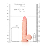 Realistischer Dildo gerade mit Hoden und Saugnapf Hautfarbe 18 cm