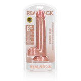 Realistischer Dildo gerade mit Hoden und Saugnapf Hautfarbe 20,5 cm