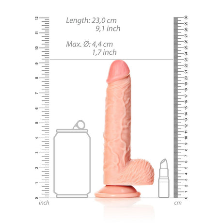 Realistischer Dildo gerade mit Hoden und Saugnapf Hautfarbe 20,5 cm