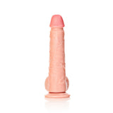 Realistischer Dildo gerade mit Hoden und Saugnapf Hautfarbe 23 cm