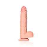 Realistischer Dildo gerade mit Hoden und Saugnapf Hautfarbe 23 cm