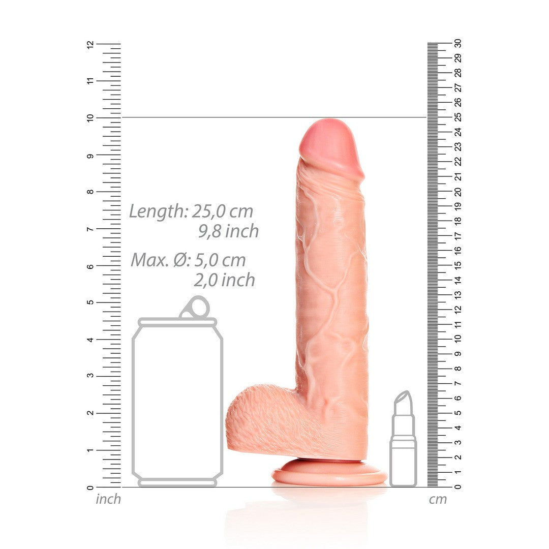 Realistischer Dildo gerade mit Hoden und Saugnapf Hautfarbe 23 cm
