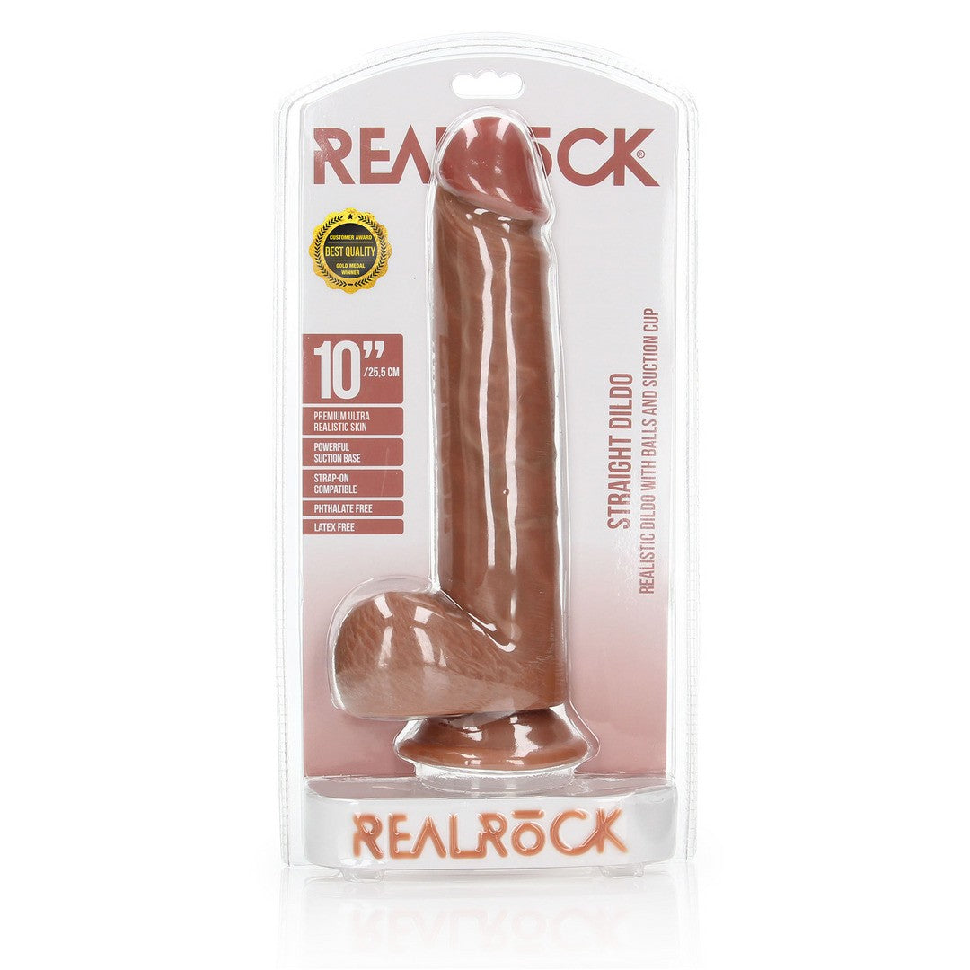 Realistischer Dildo gerade mit Hoden und Saugnapf 25,5 cm