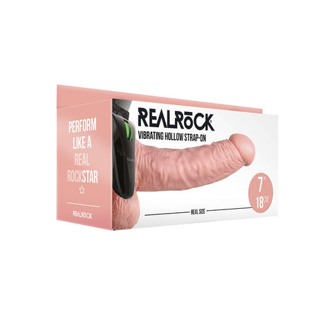 Strap-on hohl mit Hoden und Vibration Hautfarbe 18 cm