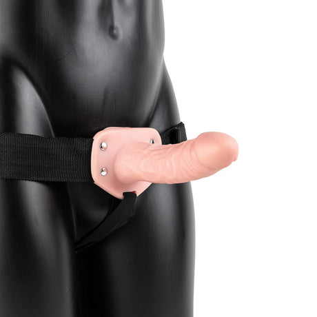 Strap-on hohl ohne Hoden mit Vibration Hautfarbe 15,5 cm