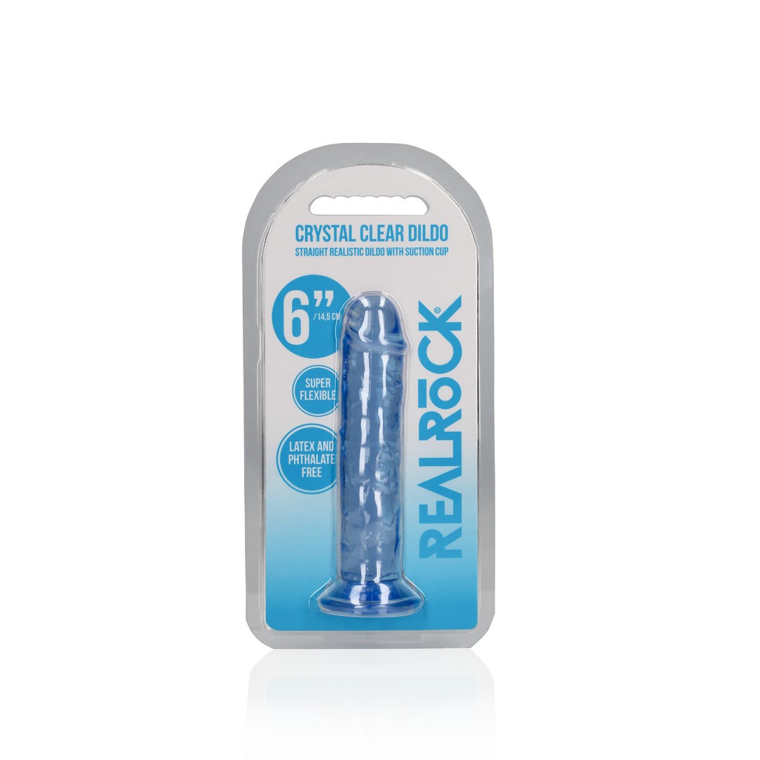 Realistischer Dildo gerade mit Saugnapf Transparent Blau 14,5 cm