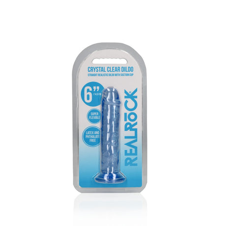 Realistischer Dildo gerade mit Saugnapf Transparent Blau 14,5 cm