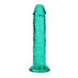 Realistischer Dildo RealRock Crystal Clear gerade mit Saugfuß TPE Türkis 14,5 x Ø 2,8 cm