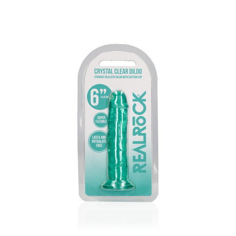 Realistischer Dildo gerade mit Saugnapf Transparent Grün 14,5 cm