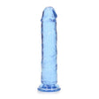 Realistischer Dildo RealRock Crystal Clear gerade mit Saugfuß TPE Blau 18 x Ø 3,8 cm