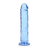 Realistischer Dildo gerade mit Saugnapf Transparent Blau 18 cm