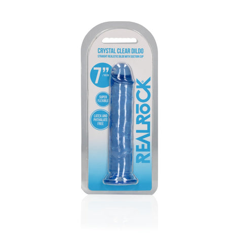 Realistischer Dildo gerade mit Saugnapf Transparent Blau 18 cm