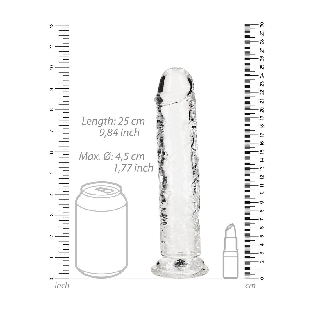 Realistischer Dildo gerade mit Saugnapf Transparent 23 cm
