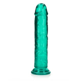 Realistischer Dildo gerade mit Saugnapf Transparent Grün 23 cm