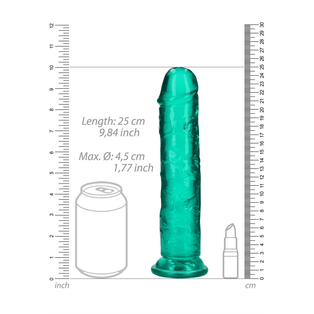 Realistischer Dildo gerade mit Saugnapf Transparent Grün 23 cm